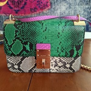 Aldo Faux Snakeskin Purse - Green and Purple